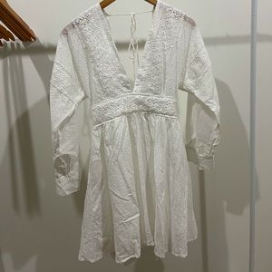 White Mini Dress With Open Back